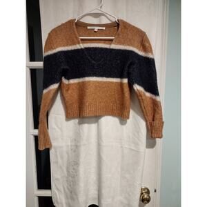 Veronica Beard Pull Over Sweater Camel Navy Cream Cotton/Wool/Alpaca/Cashmere